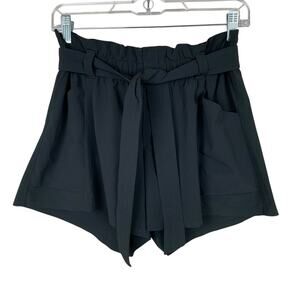 Athleta Skyline Shorts Black Paper Bag Waist Pockets Women's 2